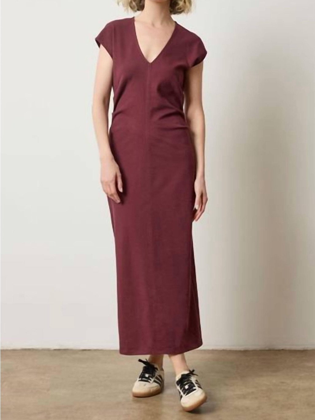 Lilla P Womens Slim Fit Side Tuck Maxi Dress